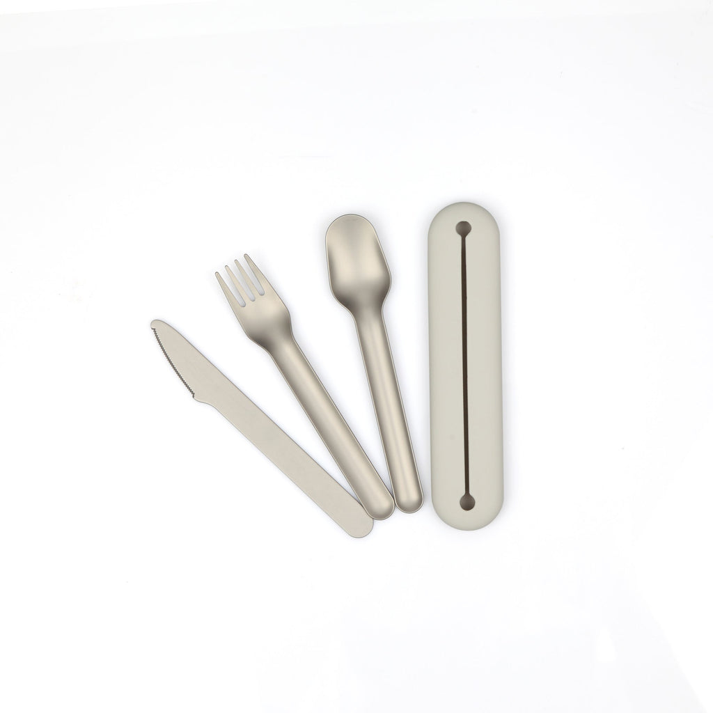 Stainless Steel Cutlery Trio with Silicone Case - Pack of 2 sets