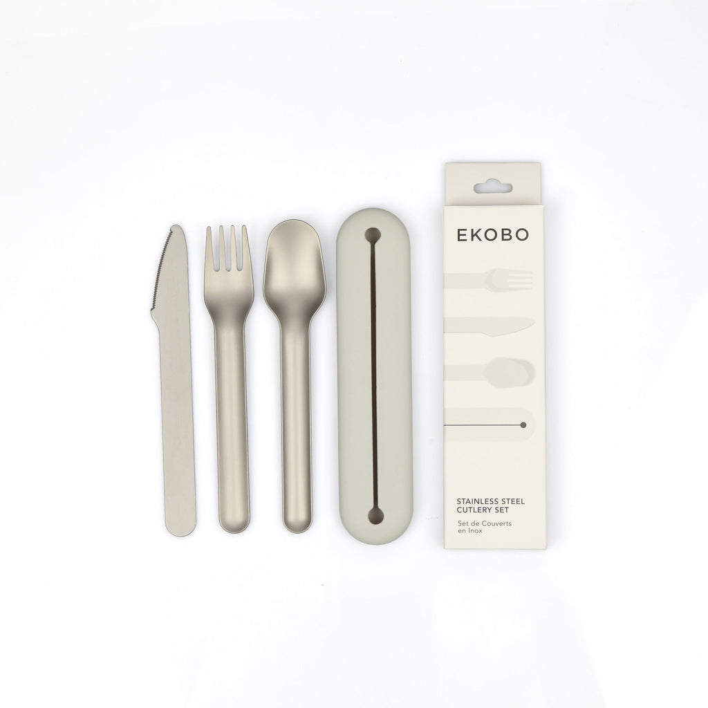 Stainless Steel Cutlery Trio with Silicone Case - Pack of 2 sets