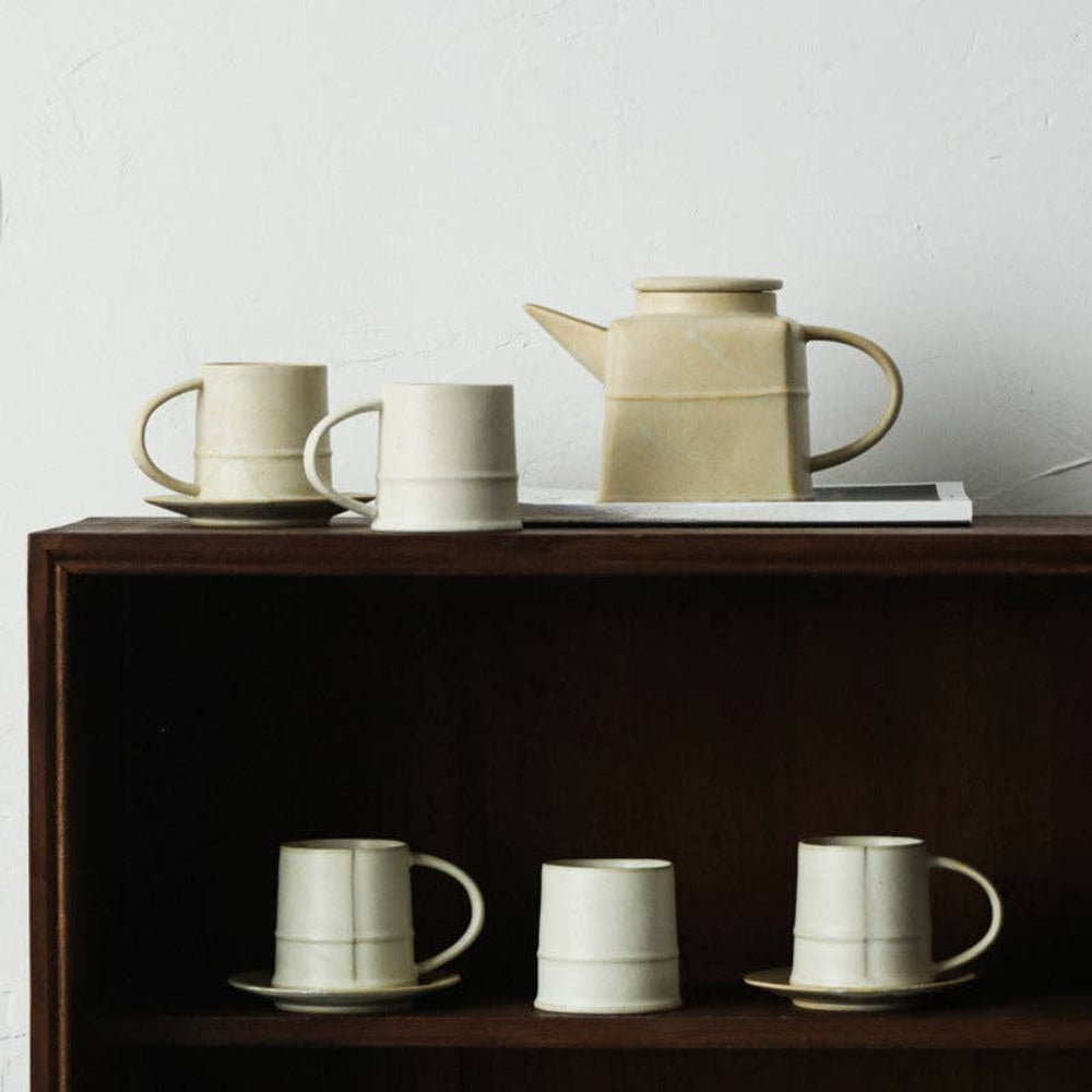 Gohobi Modern Design White Ceramic Teapot | Minimalist Square Shaped Tea Kettle