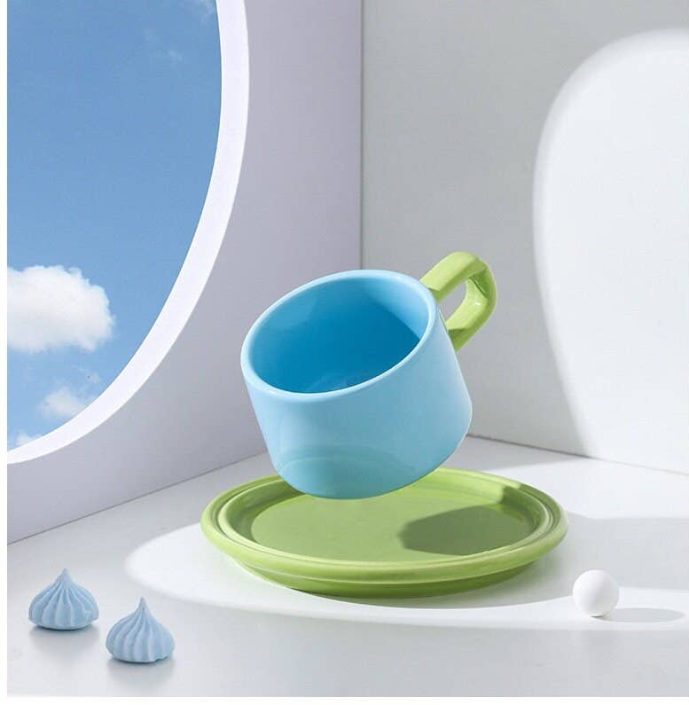 Gohobi Colorful Ceramic Mug & Saucer Set