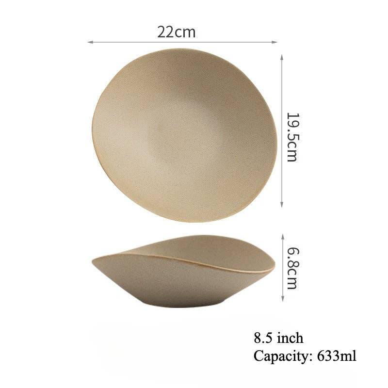 Gohobi Japanese Ceramic Irregular Salad Dish: 8.5 inch
