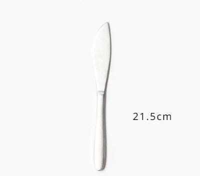 Gohobi Japanese Matte Stonewashed Stainless Steel Cutlery Set | 5-Piece Designer Flatware