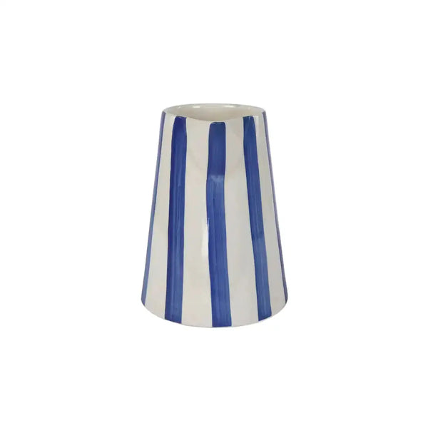Ceramic Stripe Pitcher, Blue - 8.25x8.25x8 Inches