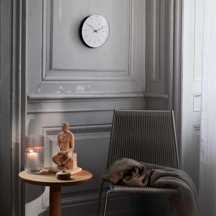 Arne Jacobsen Bankers Wall Clock Medium, White, Ø: 8.3"