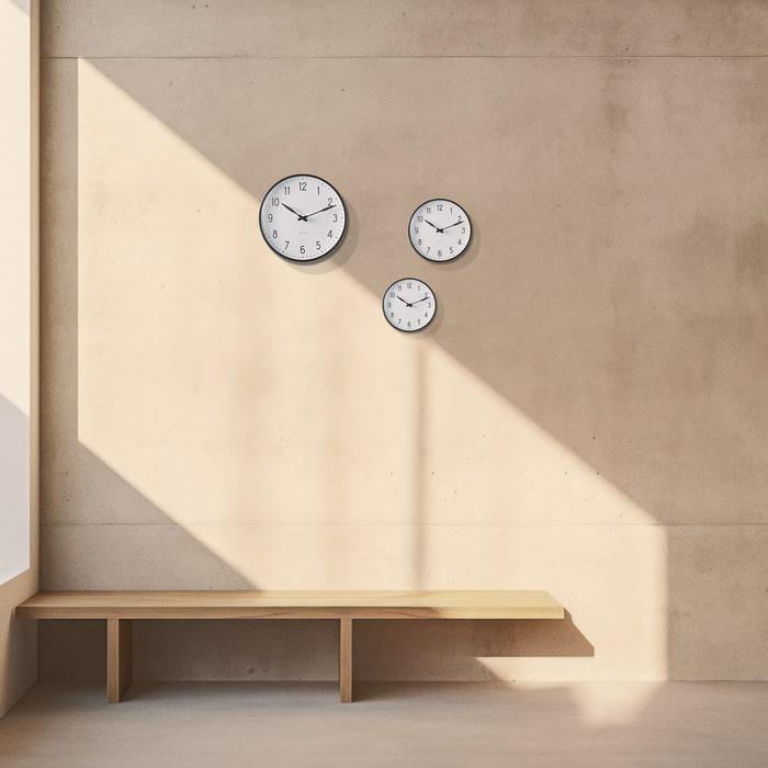 Arne Jacobsen Station Wall Clock, White/Black, Small, Ø: 6.3"