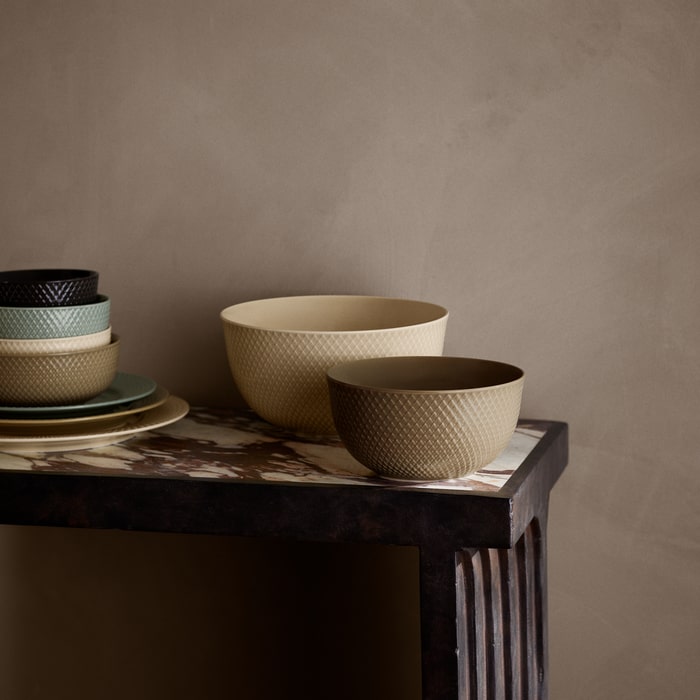 Lyngby Porcelæn Rhombe Earth Bowl, Clay, Ø: 6.9"
