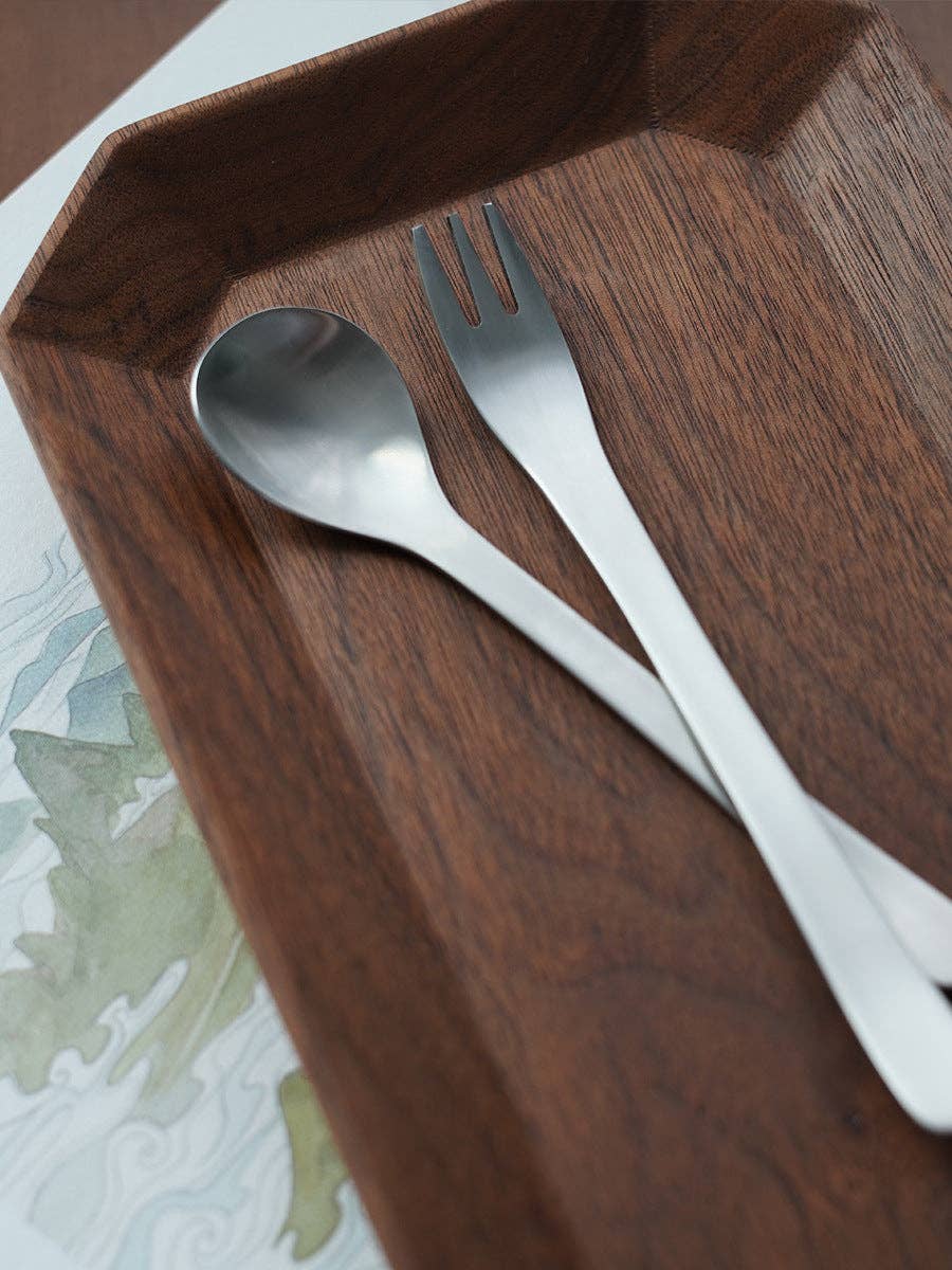 Gohobi Japanese Matte Stonewashed Stainless Steel Cutlery Set | 5-Piece Designer Flatware