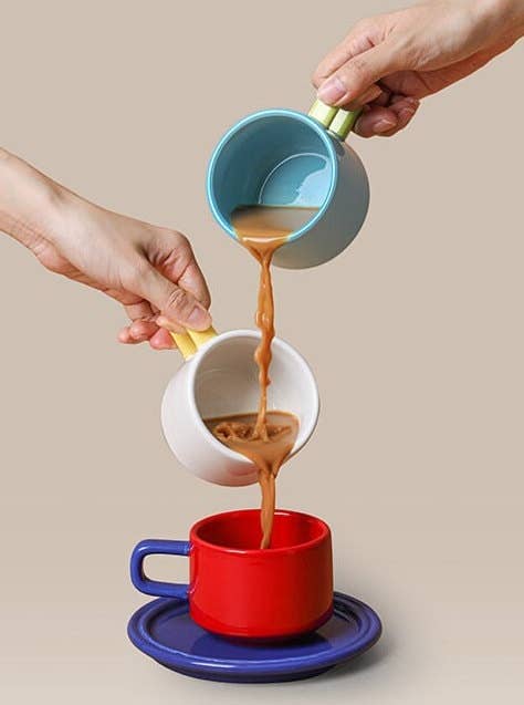 Gohobi Colorful Ceramic Mug & Saucer Set
