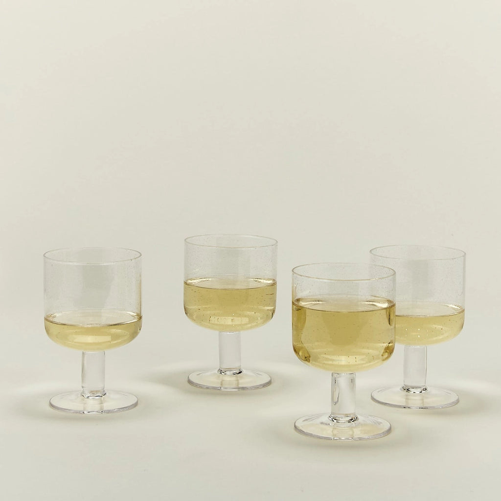 BUNDLE OF 4 SIMPLE SEEDED GLASSWARE & SET OF 4 STRIPE DOT COASTERS