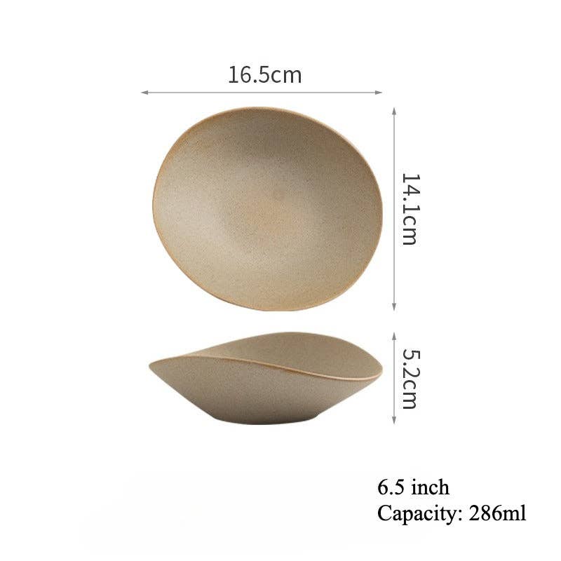 Gohobi Japanese Ceramic Irregular Salad Dish: 8.5 inch