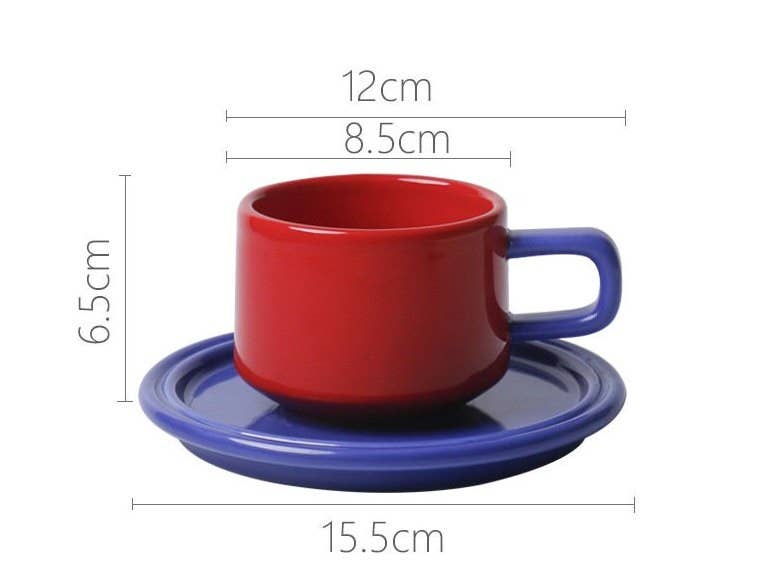 Gohobi Colorful Ceramic Mug & Saucer Set