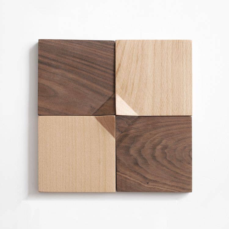 Coaster Gohobi Japanese Walnut Wood Angled  (Style B) | Minimalist Natural Wood Drink Coaster