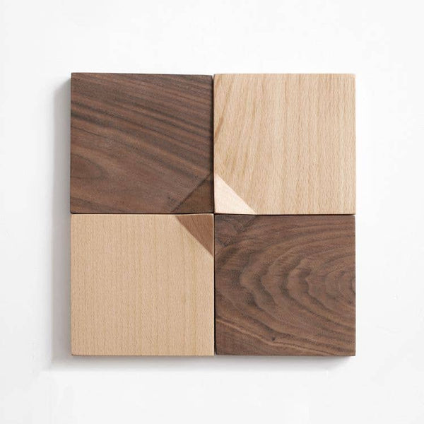 Coaster Gohobi Japanese Walnut Wood Angled  (Style B) | Minimalist Natural Wood Drink Coaster