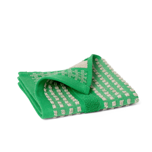 JUNA Check Towels, Green/Sand
