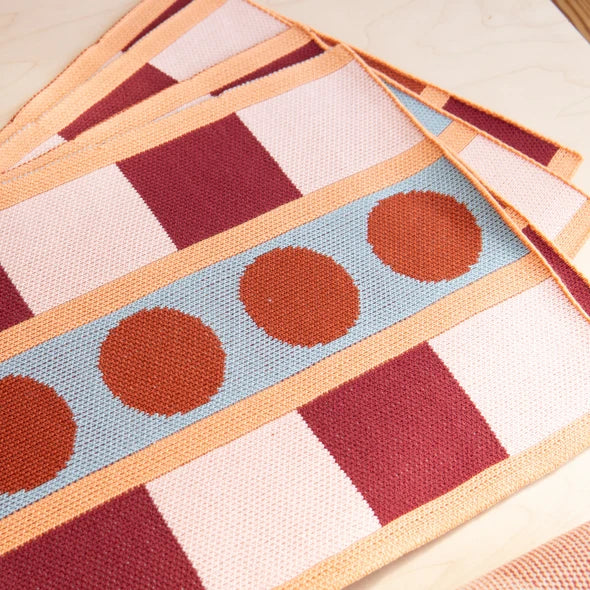 Set of 4 - Placemat  Stripe Dot