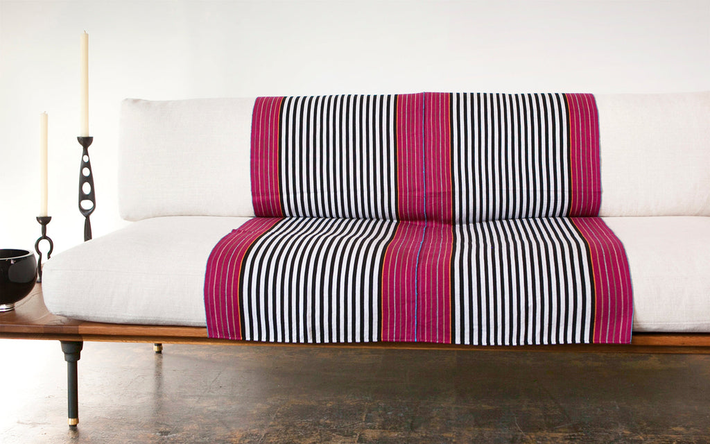 SanCri Cotton Throw - Black Stripe w/ Red SALE
