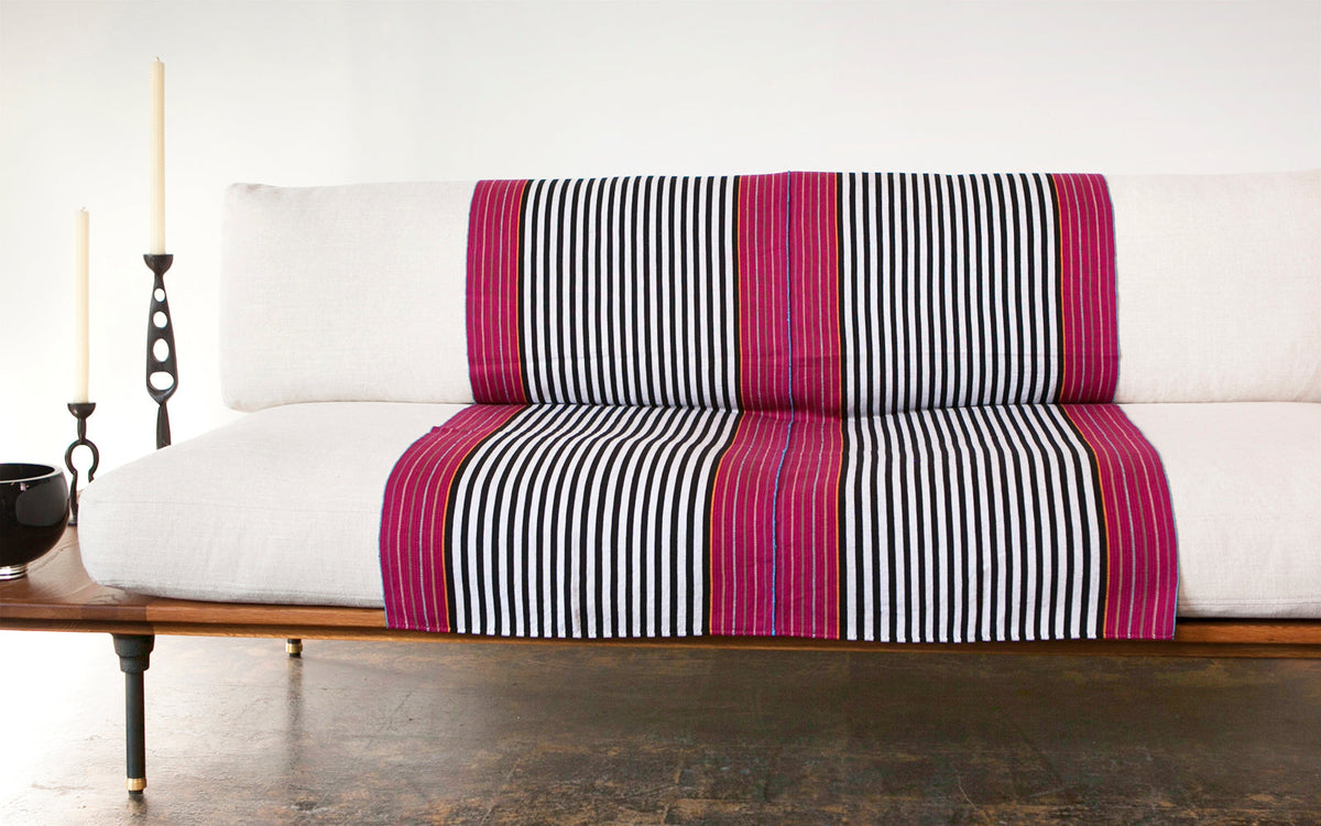 SanCri Cotton Throw - Black Stripe w/ Red SALE