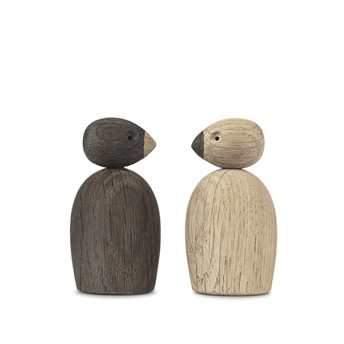 Kay Bojesen Pair Of Sparrows, Small, Oak/Smoked Oak, H: 2.2"