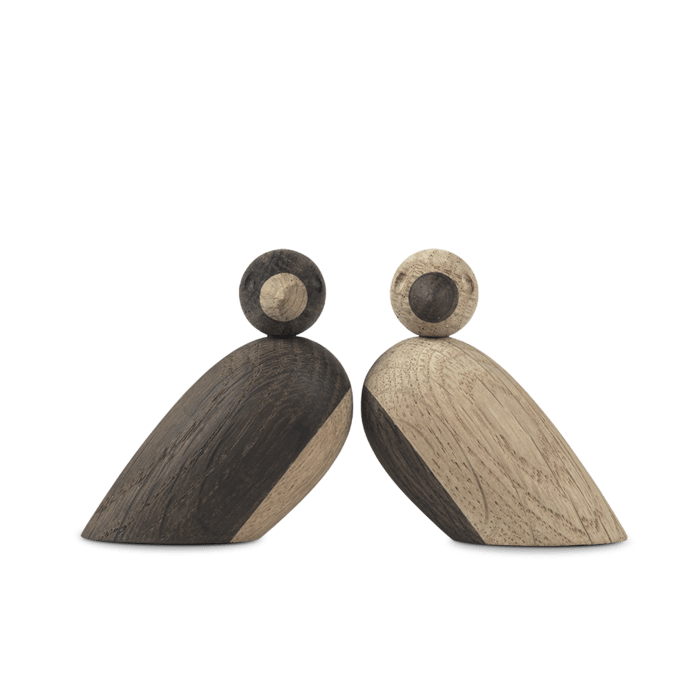 Kay Bojesen Pair Of Sparrows, Small, Oak/Smoked Oak, H: 2.2"
