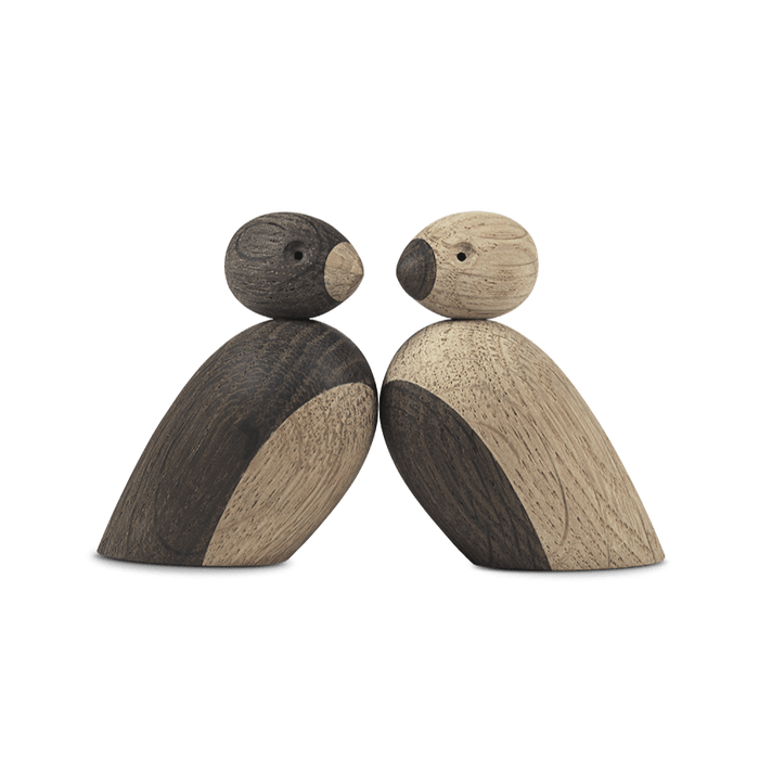 Kay Bojesen Pair Of Sparrows, Small, Oak/Smoked Oak, H: 2.2"
