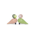Kay Bojesen Lovebirds, Light Green/Rose, H: 3.5"