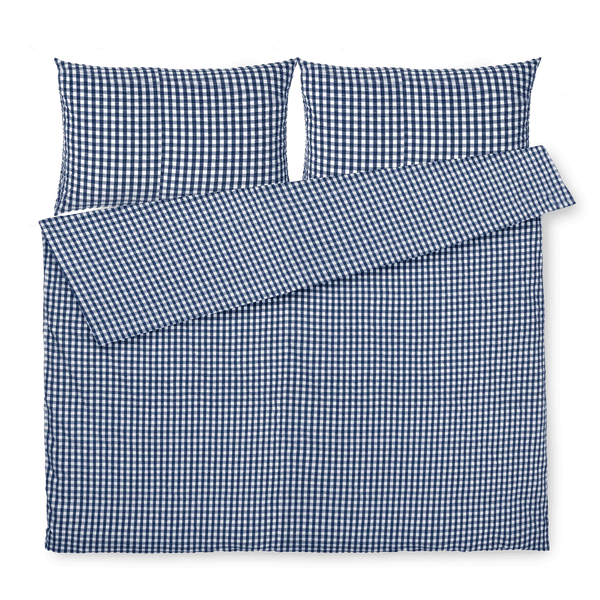 JUNA Bæk&Bølge Duvet Cover Set, Dark Blue/White