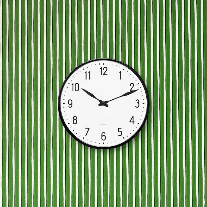 Arne Jacobsen Station Wall Clock, White/Black, Small, Ø: 6.3"
