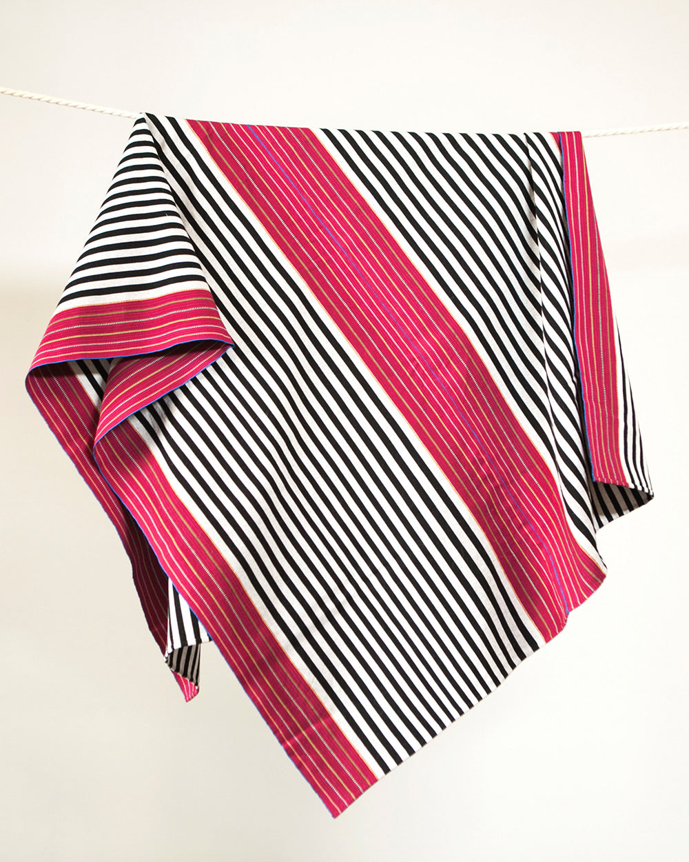 SanCri Cotton Throw - Black Stripe w/ Red SALE