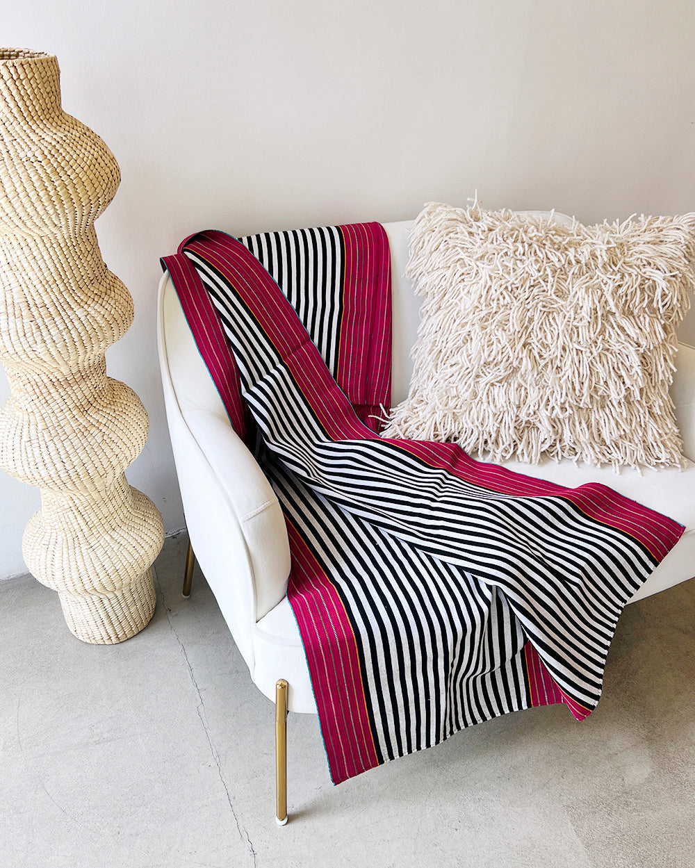 SanCri Cotton Throw - Black Stripe w/ Red SALE