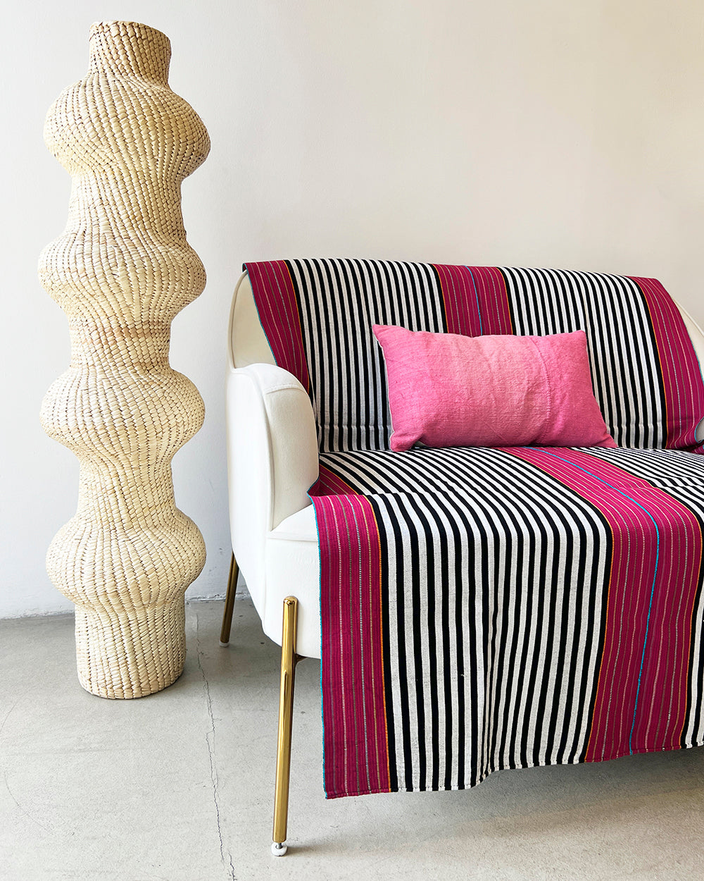 SanCri Cotton Throw - Black Stripe w/ Red SALE