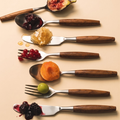Set of 5-Piece Wooden Handle Cutlery Set | Stainless Steel & Natural Wood Flatware