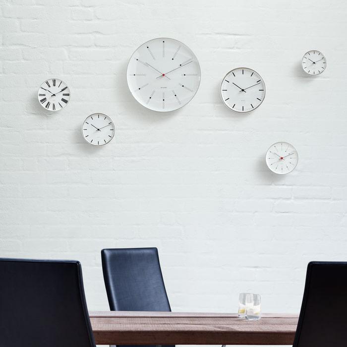 Arne Jacobsen Bankers Wall Clock, White, Extra Large, Ø: 18.9"