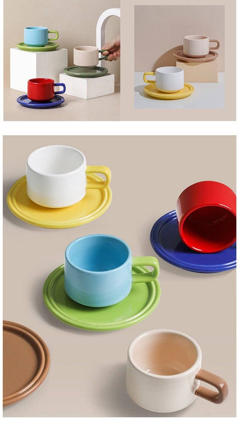 Gohobi Colorful Ceramic Mug & Saucer Set