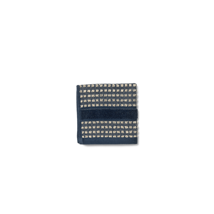 JUNA Check Towels, Dark Blue/Sand