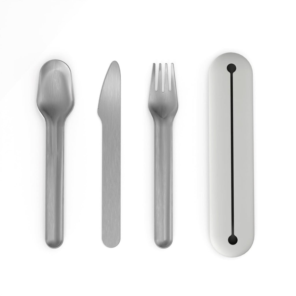 Stainless Steel Cutlery Trio with Silicone Case - Pack of 2 sets