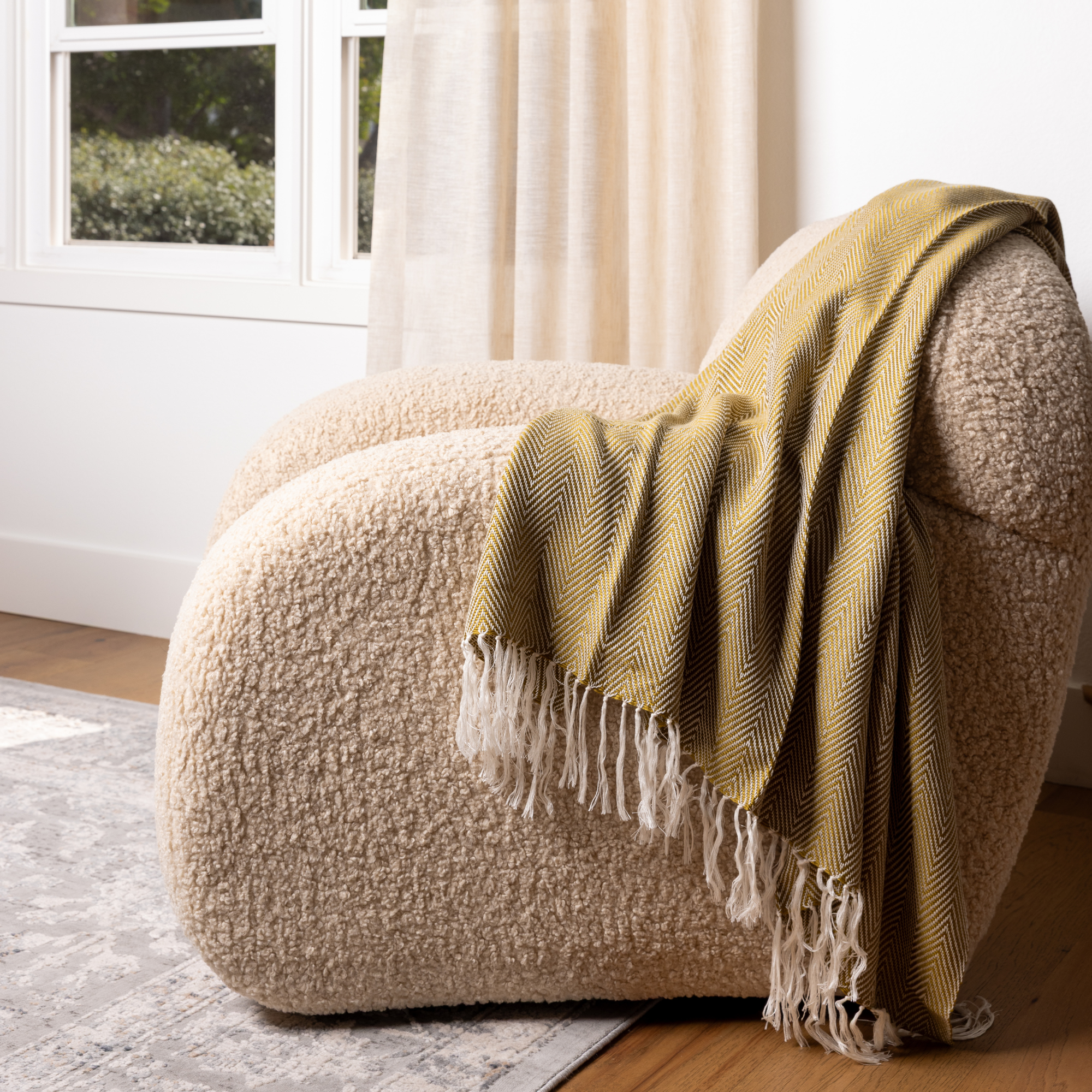 Hand Woven Herringbone Throw Blanket