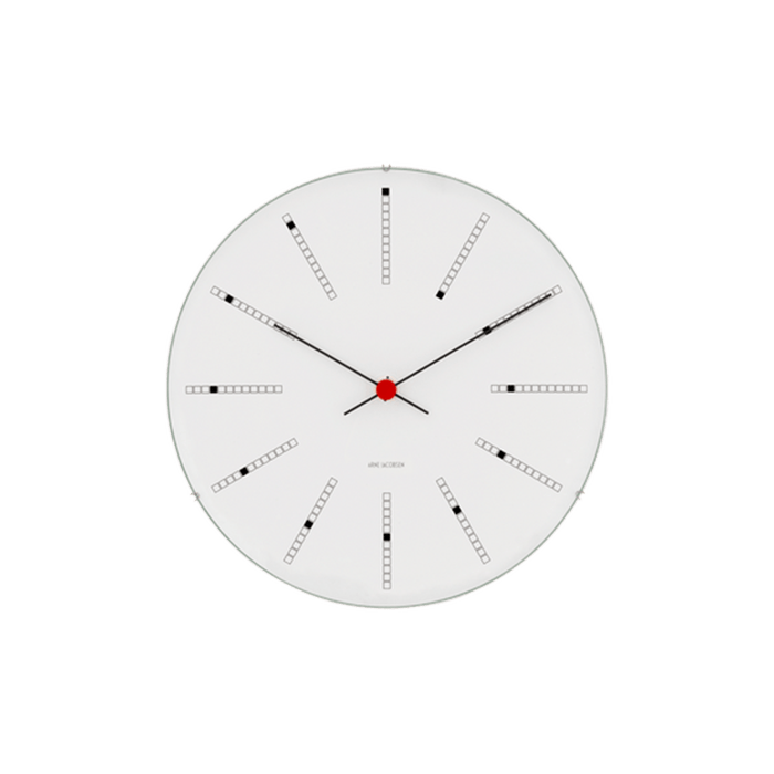 Arne Jacobsen Bankers Wall Clock, White/Black/Red, Small, Ø: 6.3
