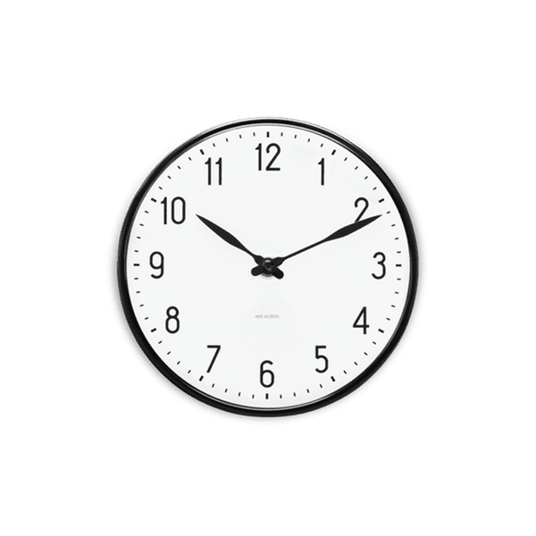 Arne Jacobsen Station Wall Clock, White/Black, Small, Ø: 6.3"