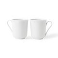 Lyngby Porcelæn Rhombe Mug With Handle, White, 11.2 Oz, 2 Pcs.