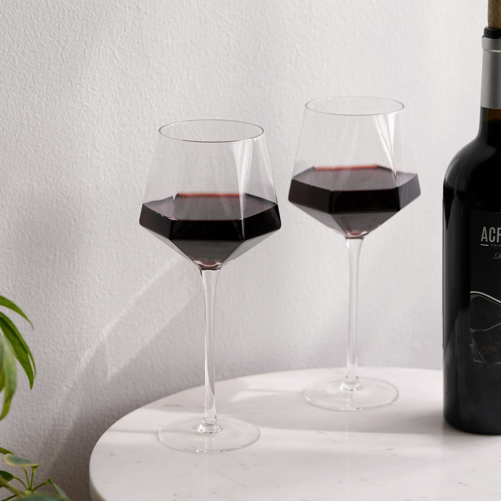 Seneca Diamond Crystal Wine Glasses Set of 2