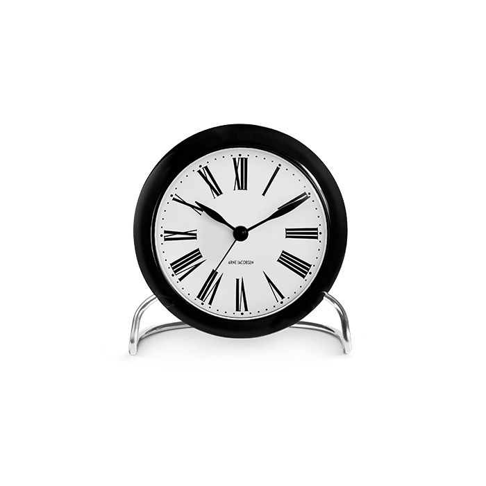 Arne Jacobsen Roman Table Clock, White/Black, Ø: 4.3"