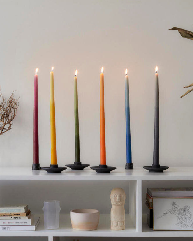 Set of 2 - Handmade Natural Dye Beeswax Candles.
